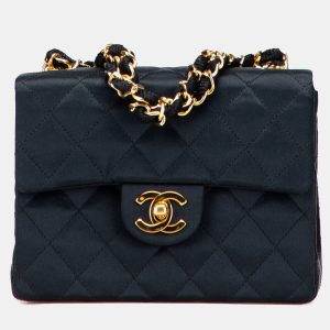 Chanel Black Mini Square Quilted Satin Single Flap Bag, Shoulder Bags - Luxury Closet catalog
