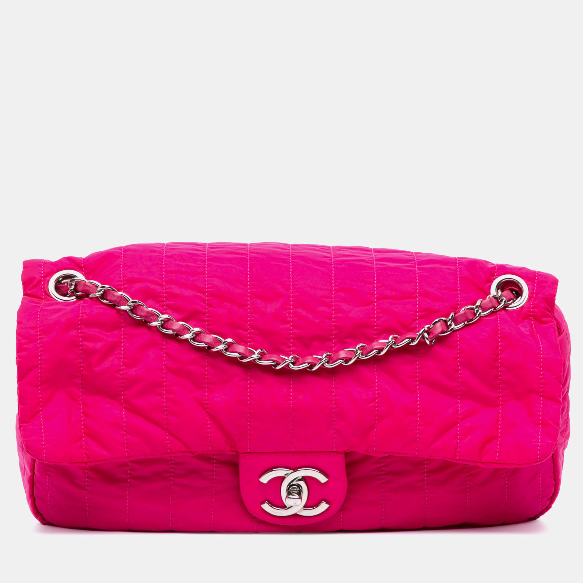 Chanel Pink Jumbo Quilted Nylon Soft Shell Flap, Shoulder Bags - Luxury Closet catalog