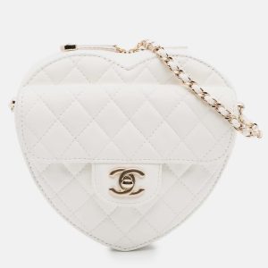 Chanel White Lambskin CC in Love Heart Crossbody, Shoulder Bags - Luxury Closet catalog