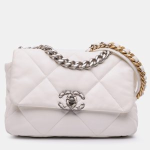 Chanel White Medium Lambskin 19 Flap, Satchels - Luxury Closet catalog