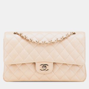 Chanel Beige Medium Classic Iridescent Caviar Double Flap Bag, Shoulder Bags - Luxury Closet catalog