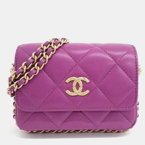 Chanel Purple Leather Chain Mini Crossbody Bag, Handbags - Luxury Closet catalog