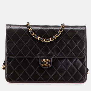 Chanel Black Medium CC Quilted Lambskin Half Single Flap, Shoulder Bags - Luxury Closet catalog