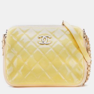 Chanel Yellow Quilted Patent Chain Double Zip Crossbody, Shoulder Bags - Luxury Closet catalog