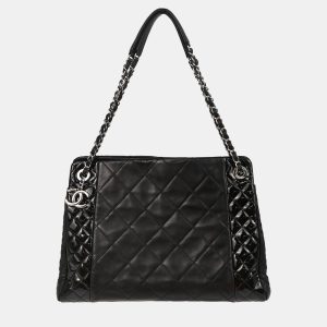 Chanel Black Calfskin Patent Leather Chain Tote Handbag, Tote Handbags - Luxury Closet catalog