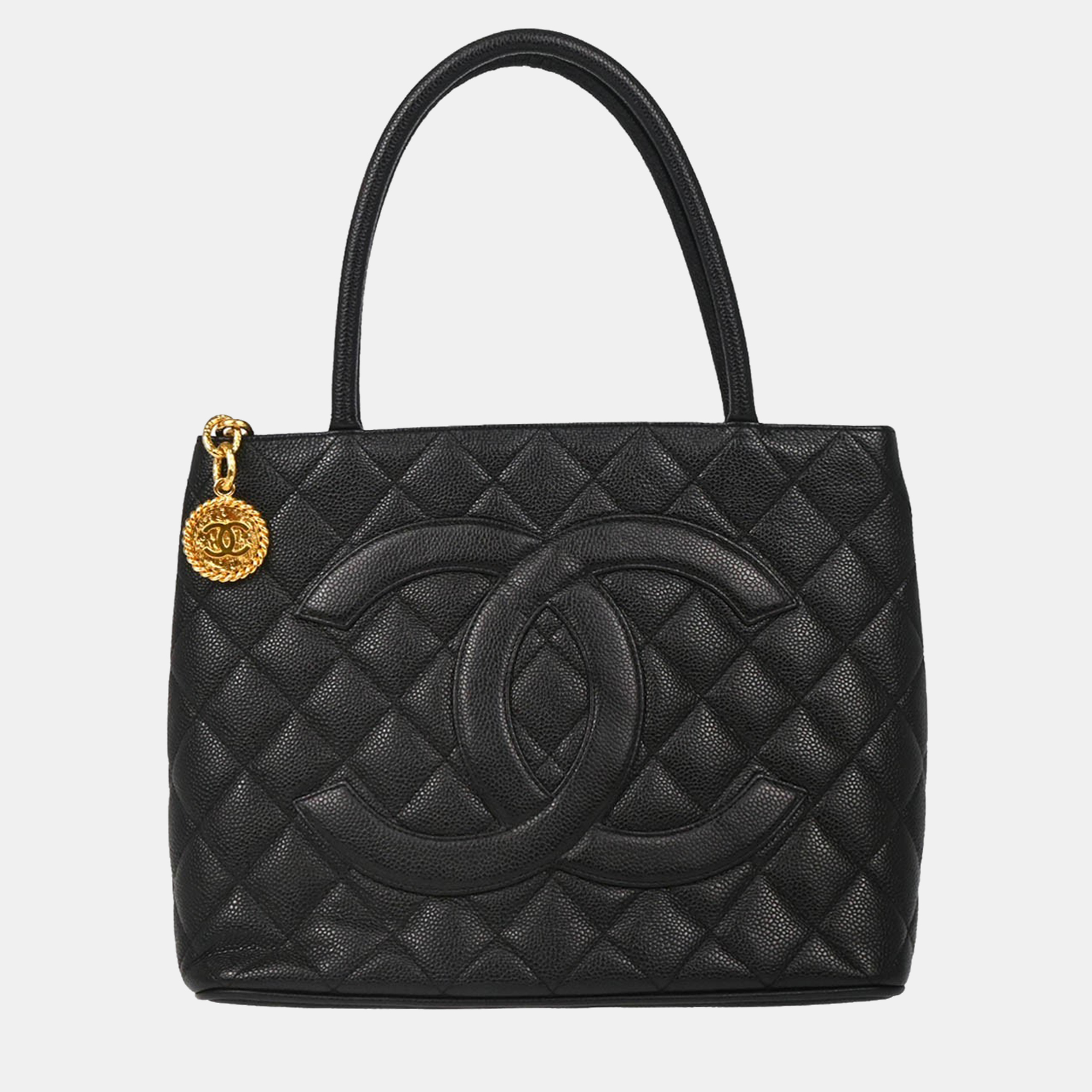Chanel Black Calfskin Medallion Tote Handbag, Tote Handbags - Luxury Closet catalog