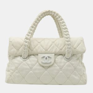 Chanel White Lambskin Leather Woven CC Shoulder Bag, Shoulder Bags - Luxury Closet catalog