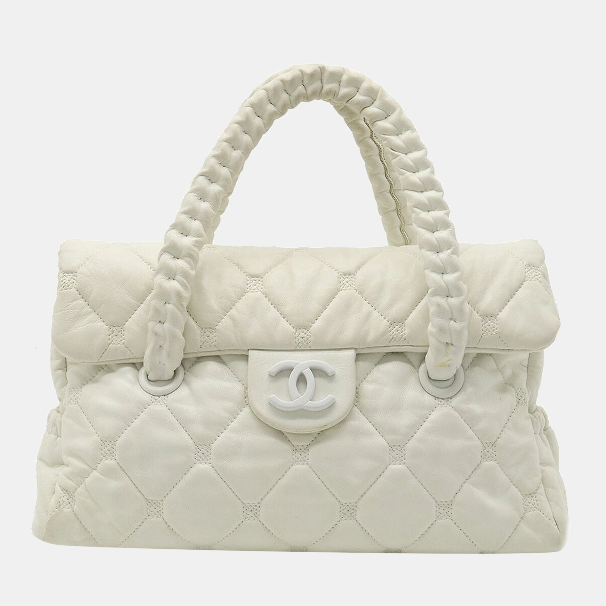 Chanel White Lambskin Leather Woven CC Shoulder Bag, Shoulder Bags - Luxury Closet catalog