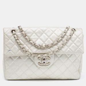 Chanel Metallic Grey Quilted Leather Maxi Classic Single Flap Bag, Shoulder Bags - Luxury Closet catalog
