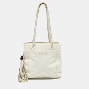 Chanel White Leather Vintage CC Tassel Bag, Shoulder Bags - Luxury Closet catalog