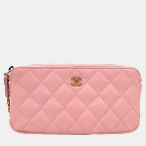 Chanel Pink Leather CC Quilted Double Zip Wallet On Chain, Wallets & Money Clips - Luxury Closet catalog