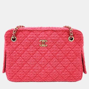 Chanel Pink Leather Tweed Camera Shoulder Bag, Shoulder Bags - Luxury Closet catalog