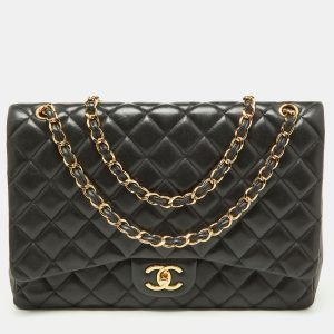 Chanel Black Quilted Leather Maxi Classic Double Flap Bag, Shoulder Bags - Luxury Closet catalog
