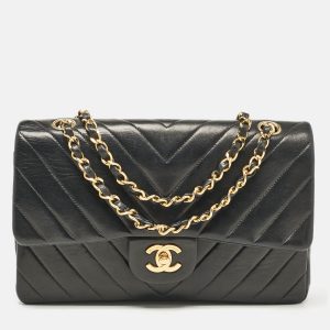 Chanel Black Chevron Leather Medium Classic Double Flap Bag, Shoulder Bags - Luxury Closet catalog