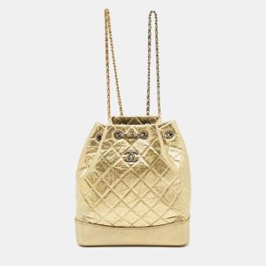 Chanel Gold Quilted Aged Leather Small Gabrielle Backpack, Backpacks - Luxury Closet catalog
