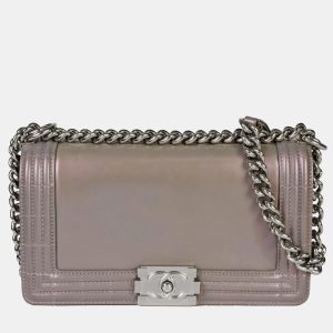 Chanel Grey Leather Medium Reverso Boy Bag, Shoulder Bags - Luxury Closet catalog