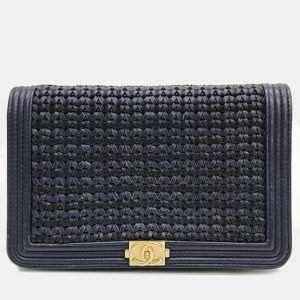 Chanel Blue/Gold Woven Leather New Boy Wallet On Chain, Wallets & Money Clips - Luxury Closet catalog
