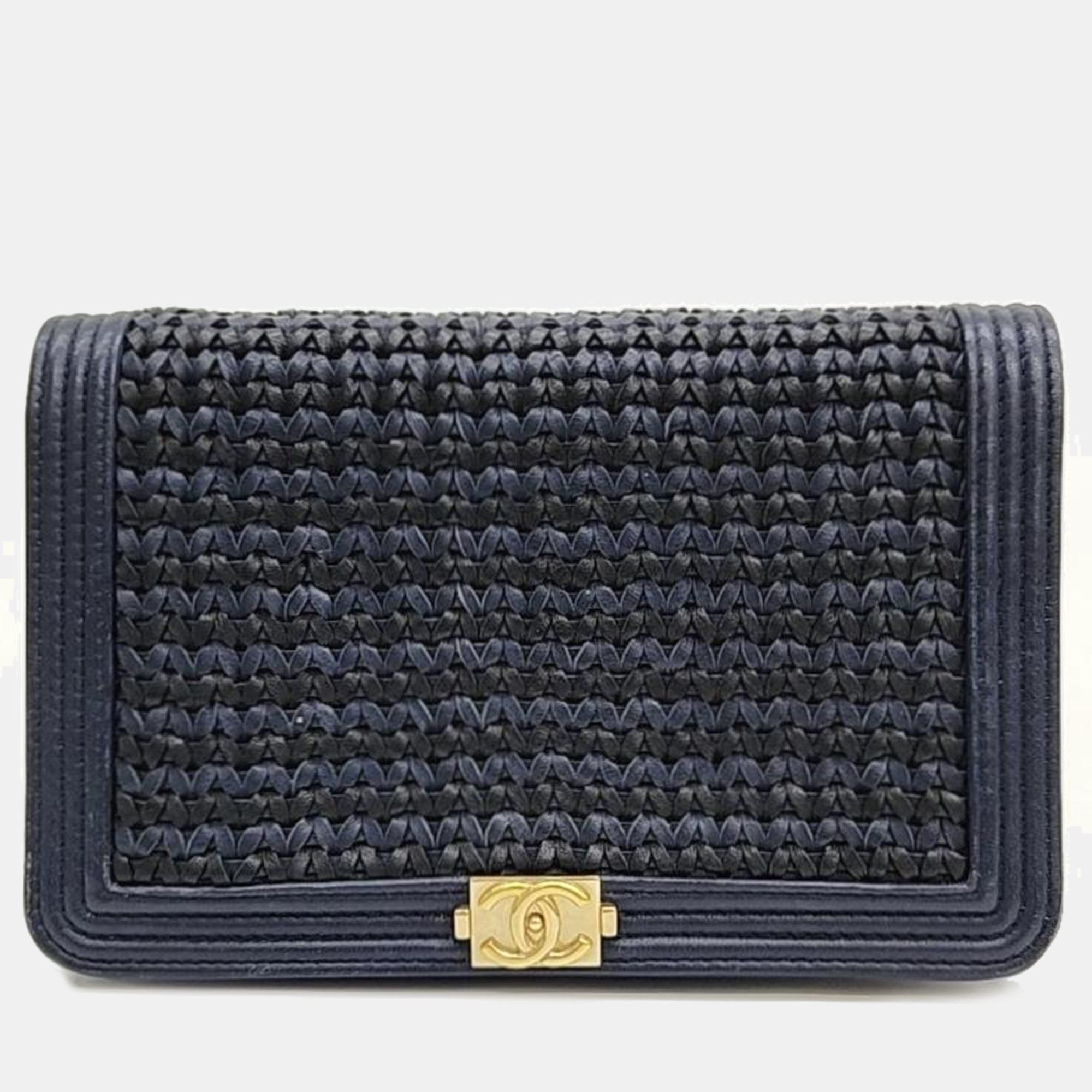 Chanel Blue/Gold Woven Leather New Boy Wallet On Chain, Wallets & Money Clips - Luxury Closet catalog