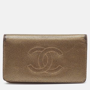 Chanel Gold Leather Timeless CC L Yen Wallet, Wallets & Money Clips - Luxury Closet catalog