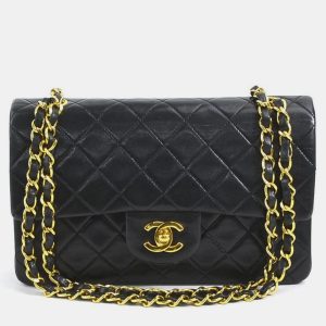 Chanel Black Lambskin Leather Small Classic Double Flap Shoulder Bags, Shoulder Bags - Luxury Closet catalog