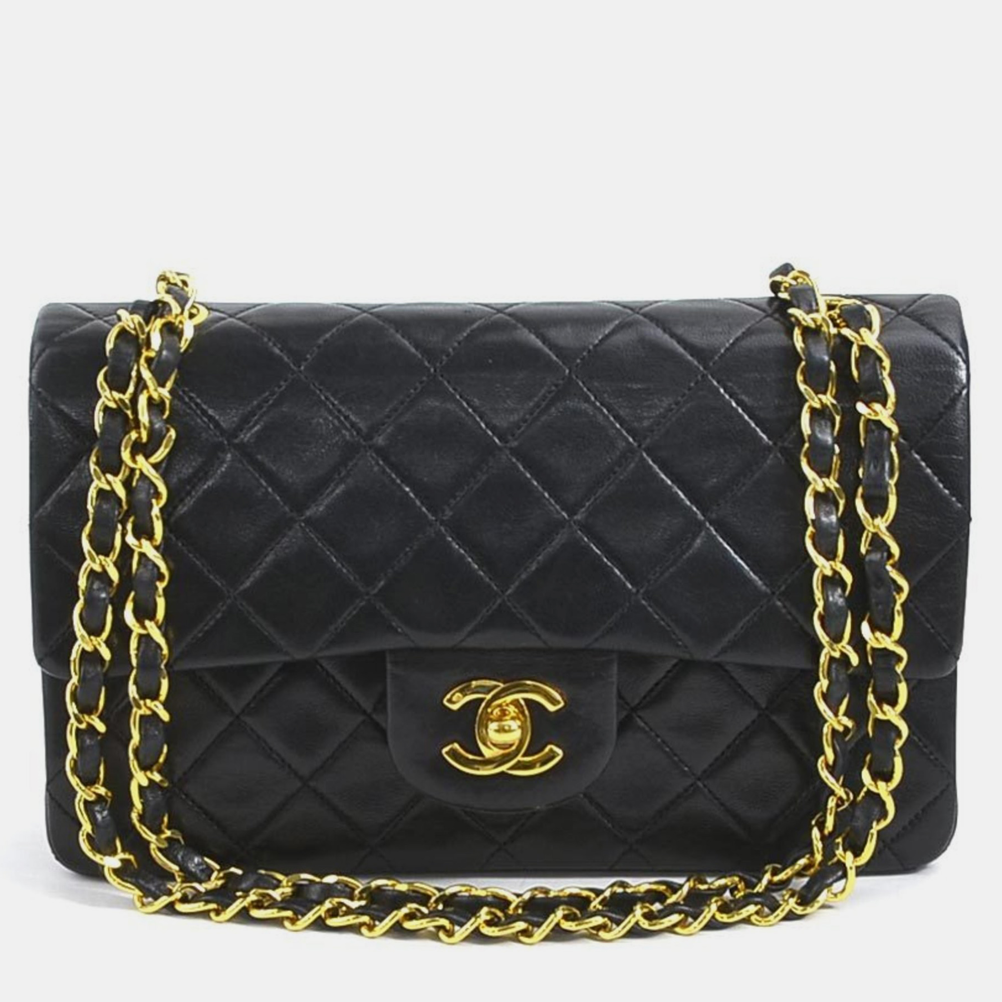Chanel Black Lambskin Leather Small Classic Double Flap Shoulder Bags, Shoulder Bags - Luxury Closet catalog