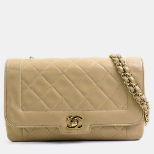 Chanel Beige Leather Matelasse Chain Vintage Diana Shoulder Bag, Handbags - Luxury Closet catalog