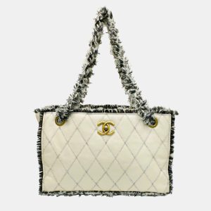 Chanel Beige/Black Tweed and Leather Tweedy Tote Bag, Tote Handbags - Luxury Closet catalog