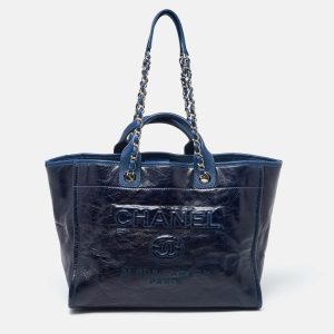 Chanel Navy Blue Leather Large Deauville Tote, Tote Handbags - Luxury Closet catalog