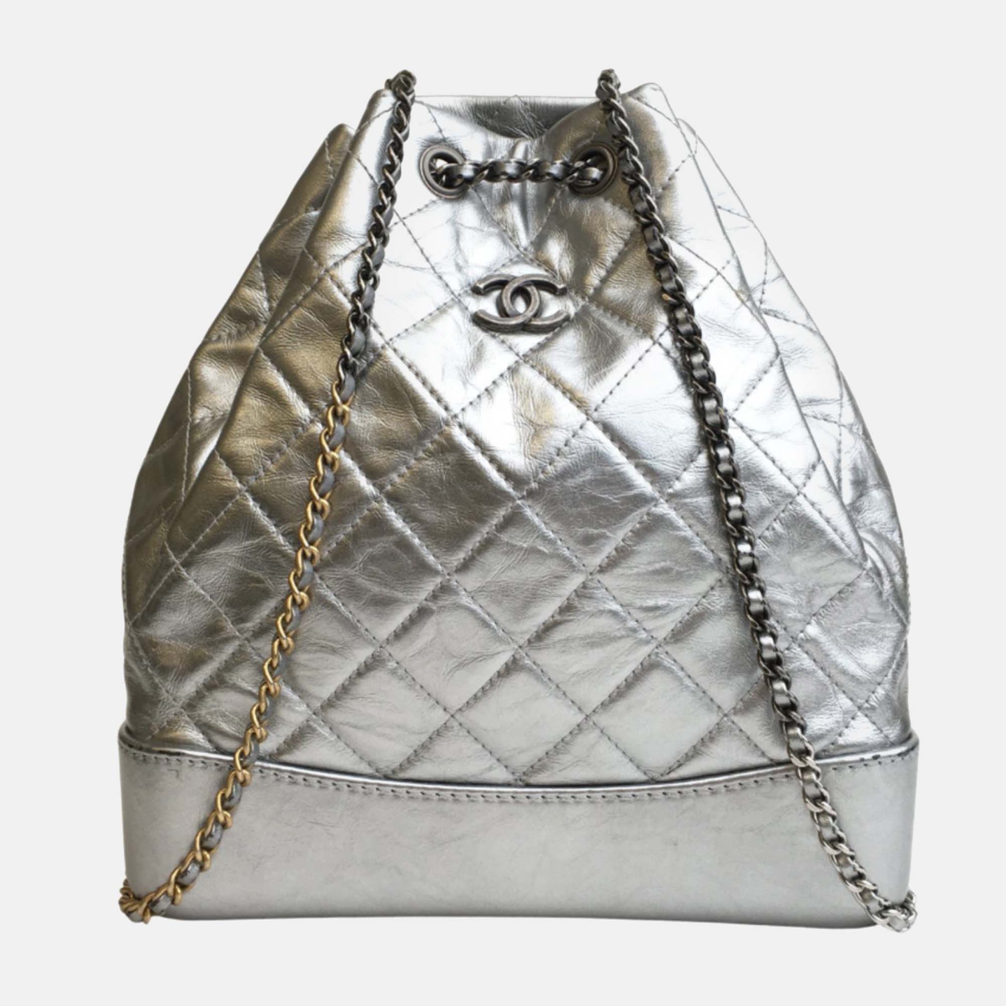 Chanel Silver Leather Gabrielle Backpacks, Backpacks - Luxury Closet catalog