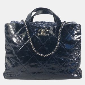 Chanel Blue Quilted Glazed Calfskin and Tweed Portobello Top Handle Bags, Tote Handbags - Luxury Closet catalog
