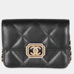 Chanel Black Quilted Calfskin Leather Strass Mini CC Flap Bag, Handbags - Luxury Closet catalog
