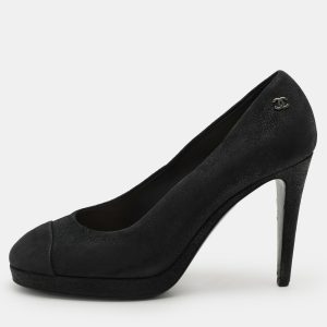 Chanel Black Suede CC Pumps Size 38.5, Pumps - Luxury Closet catalog