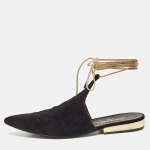 Chanel Black Suede Ankle Wrap Flat Mules Size 39, Flats - Luxury Closet catalog