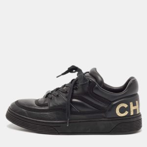 Chanel Black Leather Perforated CC Lace Up Sneakers Size 38, Athletic Shoes & Sneakers - Luxury Closet catalog