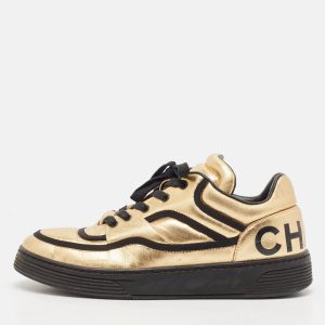 Chanel Black/Gold Leather CC Lace Up Sneakers Size 38, Athletic Shoes & Sneakers - Luxury Closet catalog