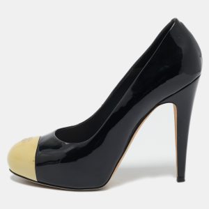 Chanel Black/Cream Patent CC Cap Toe Pumps Size 39, Pumps - Luxury Closet catalog