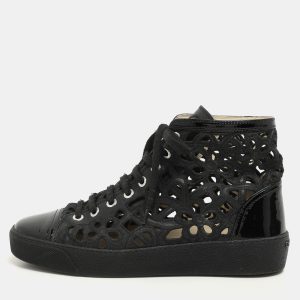 Chanel Black Cut Out Leather CC Cap Toe High Top Sneakers Size 36.5, Athletic Shoes & Sneakers - Luxury Closet catalog