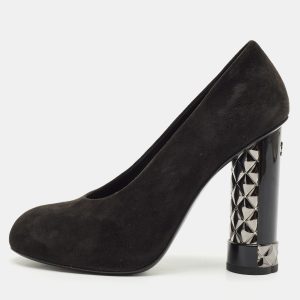 Chanel Black Suede CC Block Heel Platform Pumps Size 36, Pumps - Luxury Closet catalog