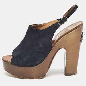 Chanel Navy Blue Suede Slingback Clogs Size 38, Sandals - Luxury Closet catalog