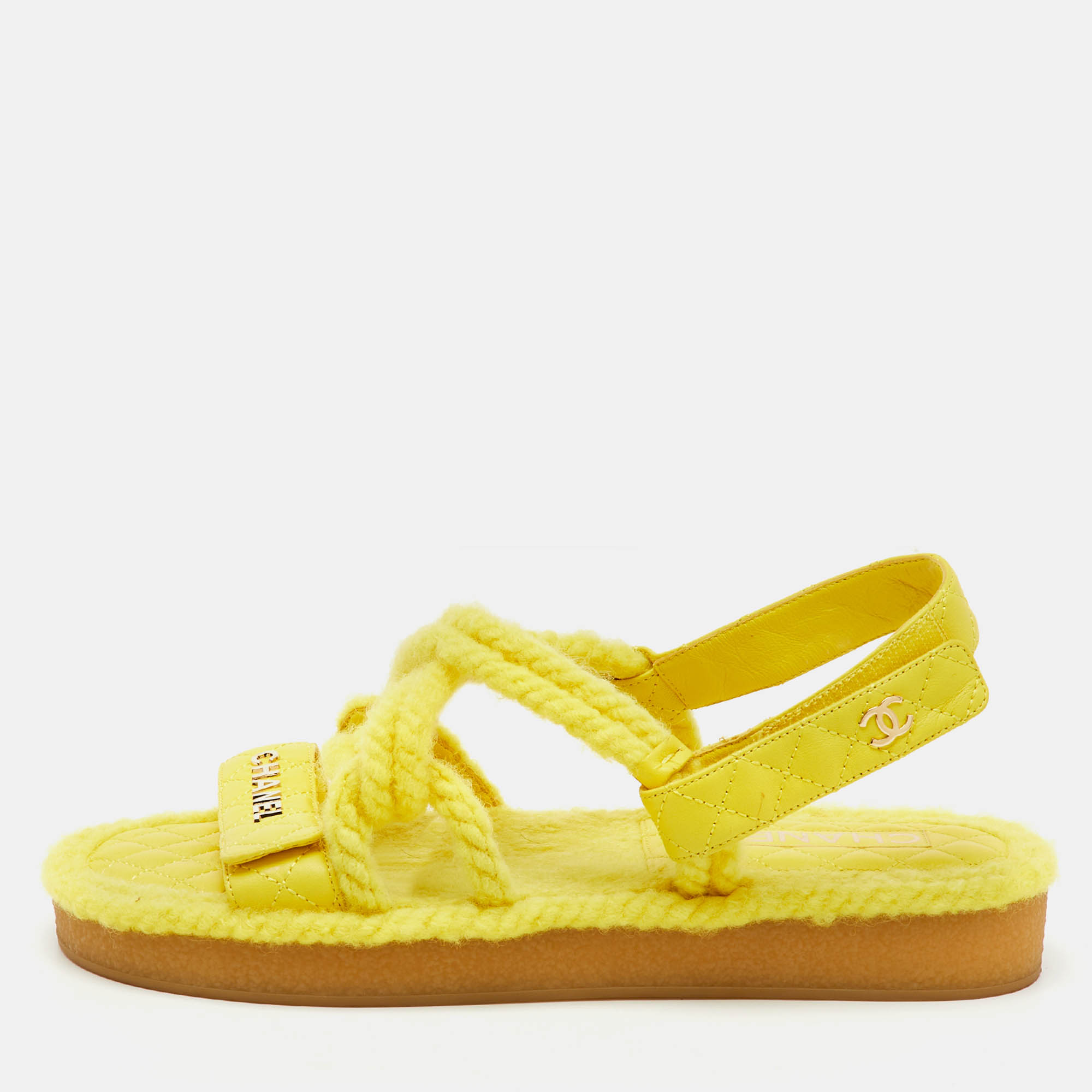 Chanel Yellow Leather CC Dad Flat Sandals Size 41, Sandals - Luxury Closet catalog
