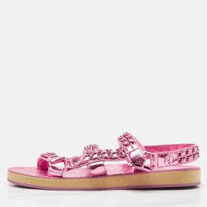 Chanel Pink Leather Dad Flat Sandals Size 40, Sandals - Luxury Closet catalog