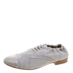 Chanel Grey Canvas and Python Trim Cap Toe Scrunch Flats Size 37.5, Shoes - Luxury Closet catalog