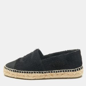 Chanel Black Tweed and Fabric CC Cap Toe Espadrille Flats Size 36, Flats - Luxury Closet catalog