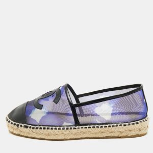 Chanel Purple/Black Mesh and Leather Interlocking CC Espadrille Flats Size 39, Flats - Luxury Closet catalog