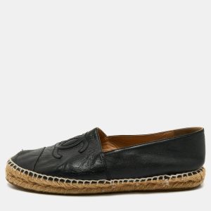 Chanel Black Leather CC Cap Toe Espadrille Flats Size 39, Flats - Luxury Closet catalog
