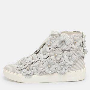 Chanel Grey Leather CC Camellia High Top Sneakers Size 38, Athletic Shoes & Sneakers - Luxury Closet catalog