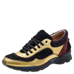 Chanel Multicolor Tweed Fabric And Leather CC Lace Up Sneakers Size 38., Athletic Shoes & Sneakers - Luxury Closet catalog