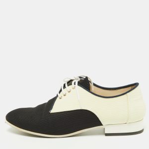 Chanel Black/Cream Fabric CC Lace Up Derby Size 35.5, Shoes - Luxury Closet catalog