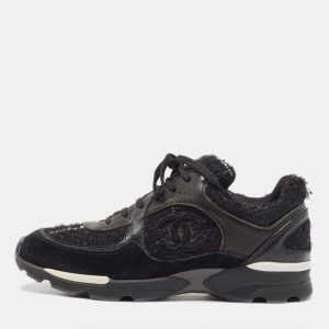 Chanel Black Suede and Tweed Interlocking CC Logo Low Top Sneakers Size 40.5, Athletic Shoes & Sneakers - Luxury Closet catalog
