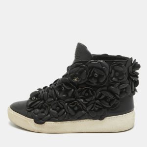 Chanel Black Leather Camelia High Top Sneakers Size 38.5, Athletic Shoes & Sneakers - Luxury Closet catalog
